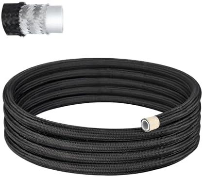 EVIL ENERGY 4AN PTFE Fuel Hose Line, AN4 Fuel Line E85 Nylon Braided 10FT Black