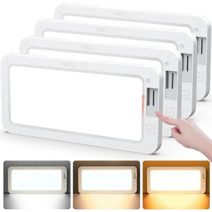 NAOEVO RV Lights Interior 2070LX, 1500LM RV LED Lights Interior 12V, Camper Lights Interior with 3 Color and Stepless Dimming, Energy-efficient RV Ceiling Light for Trailer Boat Car (4Pack, 2900-6500K)