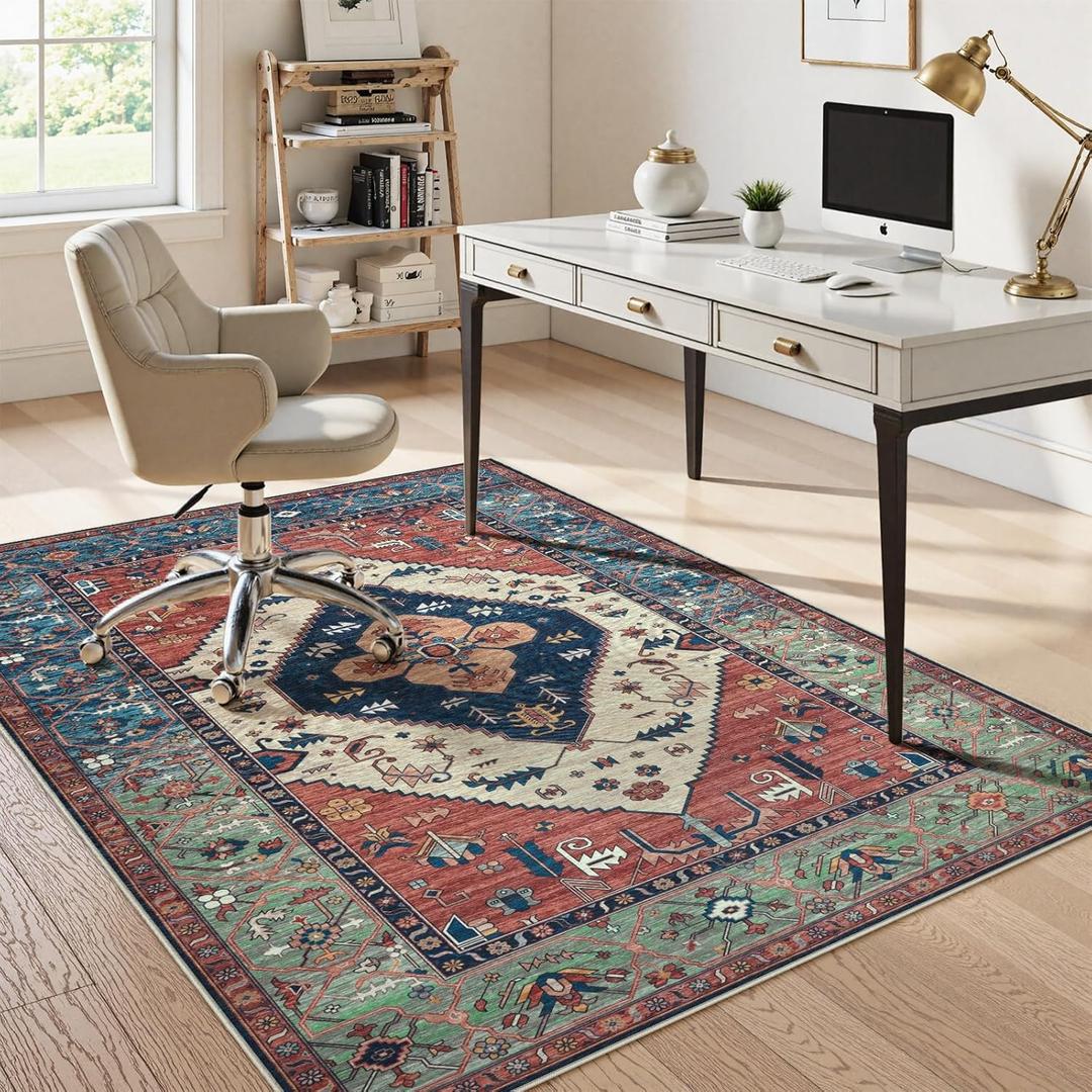 Anidaroel 5x7 Home Office Chair Mat for Hardwood Floor, Ant-Slip Computer Chair Mats for Rolling Chair, Office Floor Mat, Non Curling Chair Mats, Rust