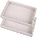 Mornajina 2 Pcs 9" x 5.7" Velvet Jewelry Tray Jewelry Display Tray, Stackable Empty Plate Trays for Earrings Necklaces Bracelet Rings Display Showcase - Beige