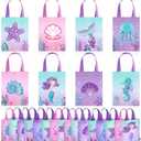Photect 32 Pcs Mermaid Party Favor Bags Under the Sea Party Goodie Bags Marine Sea Animals Treat Bags Reusable Mermaid Theme Non Woven Tote Bags for Girls Birthday Ocean Party Baby Shower Supplies
