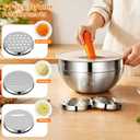 Stainless Steel Mixing Bowls with Lids Set, 4 Pack Cooking Bowls | Nesting Mixing Bowls with 3 Grater Attachments, Kitchen Airtight Metal Bowls, Size 4.5, 2.7, 1.5, 0.7QT for Mixing, Baking