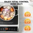 AMZCHEF 1800W Induction Cooktop Commercial: Large 8" Heating Coil Induction Burner with 20 Power & Temperature Levels, Induction Hot Plate with 4 Smart Functions, Induction Stove for Home & Commercial