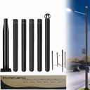 Street Light Pole 20 Ft Tall - Outdoor Adjustable Heavy Duty Metal Street Lamp Post for Outside Solar Street Lights with Mounting Rebar Cage Base for Backyard,Parking Lot,Walkway