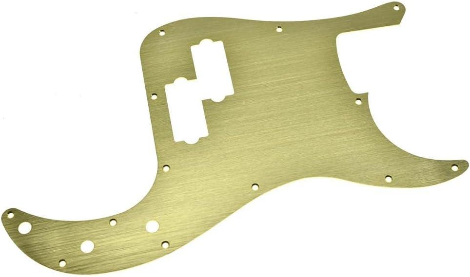 KAISH 13-Hole Metal Aluminium Anodized P Bass Style Pickguard American Modern Style Standard Bass Pick Guard for Precision P Bass Gold (Right Handed Version)