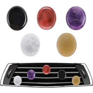 LuneClat Colorful Crystal Car Vent Clips - 5Pcs Natural Quartz Stone Air Freshe Dashboard Decorations, Cute Cars Interior Decoration Accessories for Women Lover and Friend Gifts