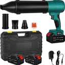 LAMA Cordless Leaf Blower, 700,000 RPM Portable Handheld Blowers, Lightweight Dust Cleaner, Extended Nozzle for Patio Cleaning, Car Blowing Water, Blowing Leaves/Dust (2 Battery+Storage Case), Blue