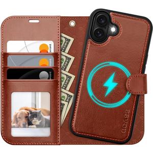 OCASE for iPhone 16 Case Detachable Wallet Case with Card Holder, 2 in 1 Pu Leather Flip Folio with RFID Blocking Stand Wrist Strap Shockproof Phone Cover 6.1 Inch 2024, Dark Brown