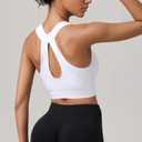 Racerback Padded Sports Bra for Women - Medium Support Zipper Front Workout Bra (L)