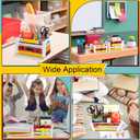 Weysat 2 Pcs Desk Organizer Wooden Multi-functional Crayon Printed Desktop Storage Accessories for Back to School Classroom Dorm Teacher Office Desk Pencil Pen Holder File Folder Organizer Supplies