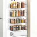 Magnetic Spice Rack For Refrigerator, Space Saving Magnetic Shelf For Fridge Grey 4 Pack With Magnetic Paper Towel Holder