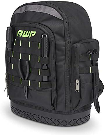 AWP Extreme Tool Backpack, Rugged Polyester Jobsite Backpack with Waterproof Molded Base, Padded Shoulders and Waist Straps, 23 Tool Storage Pouch Pockets, 1L-22419-2