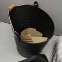 3.5 Gallon Ash Bucket with Lid and Shovel, Metal Fireplace Ash Bucket with Broom, Complete Fireplace Tools Set for Wood Stove and Fireplace