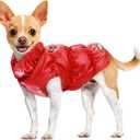 Winter Warm Dog Jacket for Small Medium Dogs Cat Cold Weather Coats with Harness Paded Dogs Fleece Vest Waterproof Windproof Dog Snow Jacket Pet Puppy Clothes (Red,XXL)