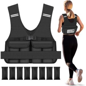 DMDG Adjustable Weighted Vest for Woman Men With Shoulder Pads 2-18 lbs, Weighted Vest For Walking, Running, Cross Training, Muscle Building,Improve Bone Health- Comfortable, Washable (Black)