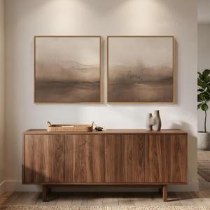 Framed Brown Abstract Landscape Wall Art Set of 2, Neutral Canvas Prints, 24"W x 24"H x 2Pcs