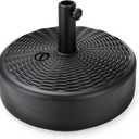 Home Zone Living 40lb Round Fillable Patio Umbrella Base Stand, 18in, Pole Holder, Water, Sand, Fits Poles Up to 1.9in(48mm) Diameter, UV Resistant, Lawn, Deck, Backyard, Garden, Spa, Pool, USA-Based