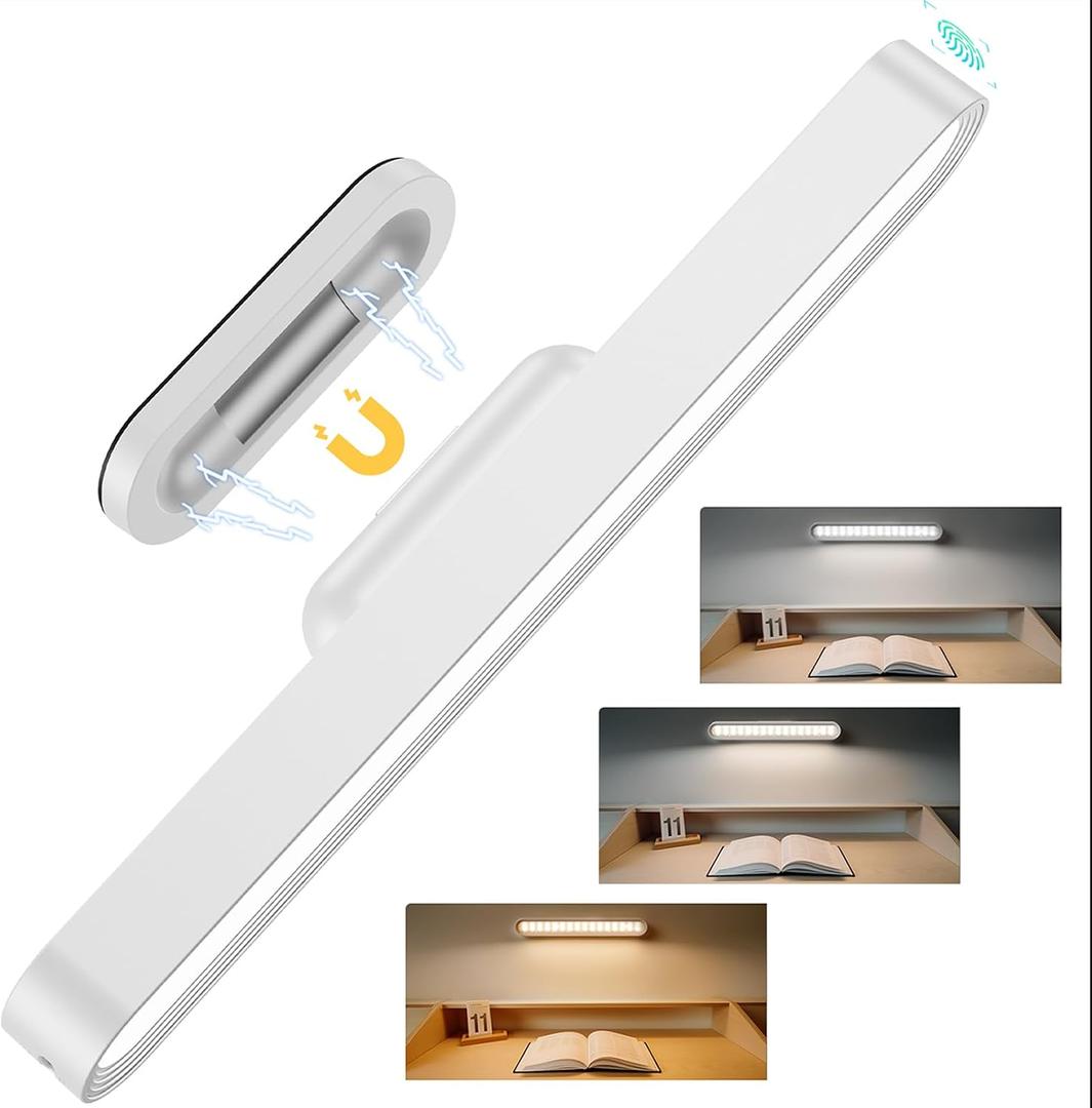 AKSDA Rechargeable Magnetic Under Cabinet Lighting, 3 Colors Adjustable Mirror Lights with 50 LED, 2600mAh Battery Makeup, Touch Lights Bar for Closet Bathroom Kitchen Sink Picture