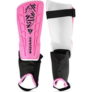 Vizari Malaga Shin Guards for Kids, Youth, Adults Lightweight Soccer Pads with Ankle Protection for Boys, Girls, Men & Women (X-Small, Pink)