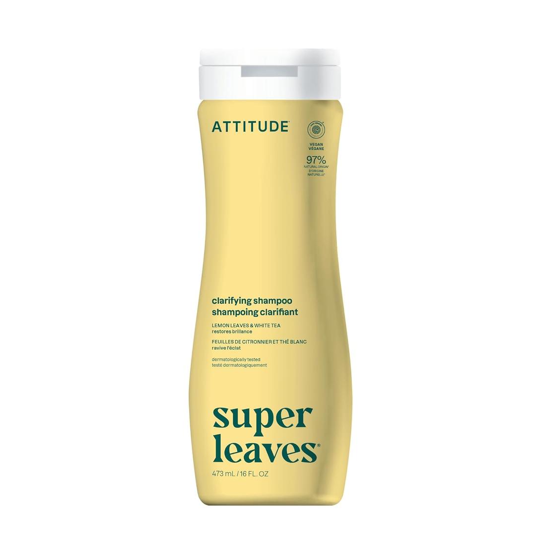 ATTITUDE Clarifying Hair Shampoo, EWG Verified, Restores Shine, Naturally Derived Ingredients, Vegan and Plant Based, Lemon Leaves and White Tea, 16 Fl Oz