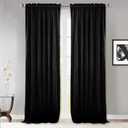StangH Black Velvet Curtains 96 inches Long - Blackout Thermal Insulated Drapes Energy Smart Repel Summer Hot & Winter Cold Privacy Panels for Home Theater, Black, 52 x 96 inches, 2 Pcs (Neutral Series - Black)