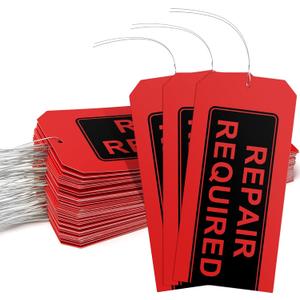 Repair Required Tags with Wires Attached (Pack of 100),Maintenance Repair Label Tags with Wire