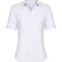 siliteelon Short Sleeve Button Dress Shirts for Women Cotton Button Down Shirts for Women Slim Fit Blouse Top 3/4 Sleeve White Size S