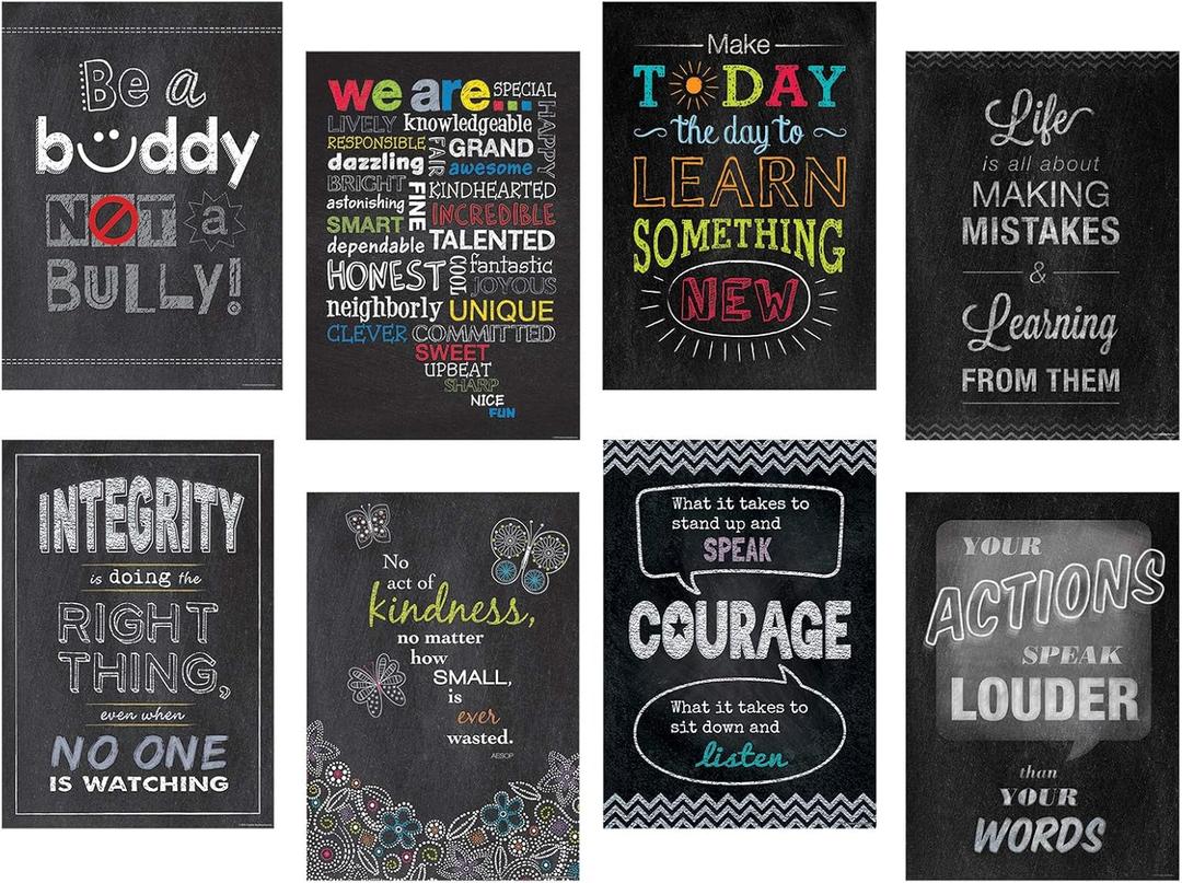 CTP Inspire U 8-Poster Chalk It Up! Pack, Classroom Posters, 13 3/8 x 19 Each (Creative Teaching Press 6686)