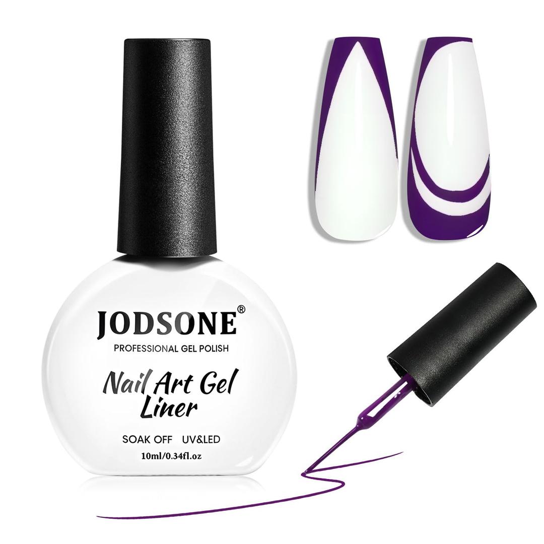 4 x JODSONE Dark Purple Swirl Nail Art Liner Gel Polish,10ml Classic Color 3D Nail Art Pens Effect Nail Print Design with Thin Brush for French Tips Manicure Painting DIY at Home - LB17