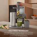 Ninja NeverClog Cold Press Juicer | Powerful Electric Slow Masticating Juicer with Pulp Control | XL Capacity | 24 oz. Juice Jug & 36 oz. Pulp Container | Dishwasher Safe | Gray | 150W | JC151SL