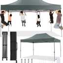 COBIZI 10x15 Pop Up Canopy Without Sidewall,Heavy Duty Canopy UPF 50+ All Season Wind Waterproof Commercial Outdoor Wedding Party Tents for Parties Gazebo with Carry Bag(10 x 15 ft Gray)