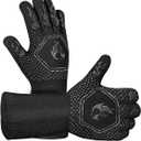 HAMITOR BBQ Grill Gloves Heat Resistant: 1472 High Temp Resistance Fireproof Glove for Grilling Smoking Barbecue - Washable Long Oven Mitts Extreme Hot Proof Mitts for Kitchen Cooking Baking (Black)