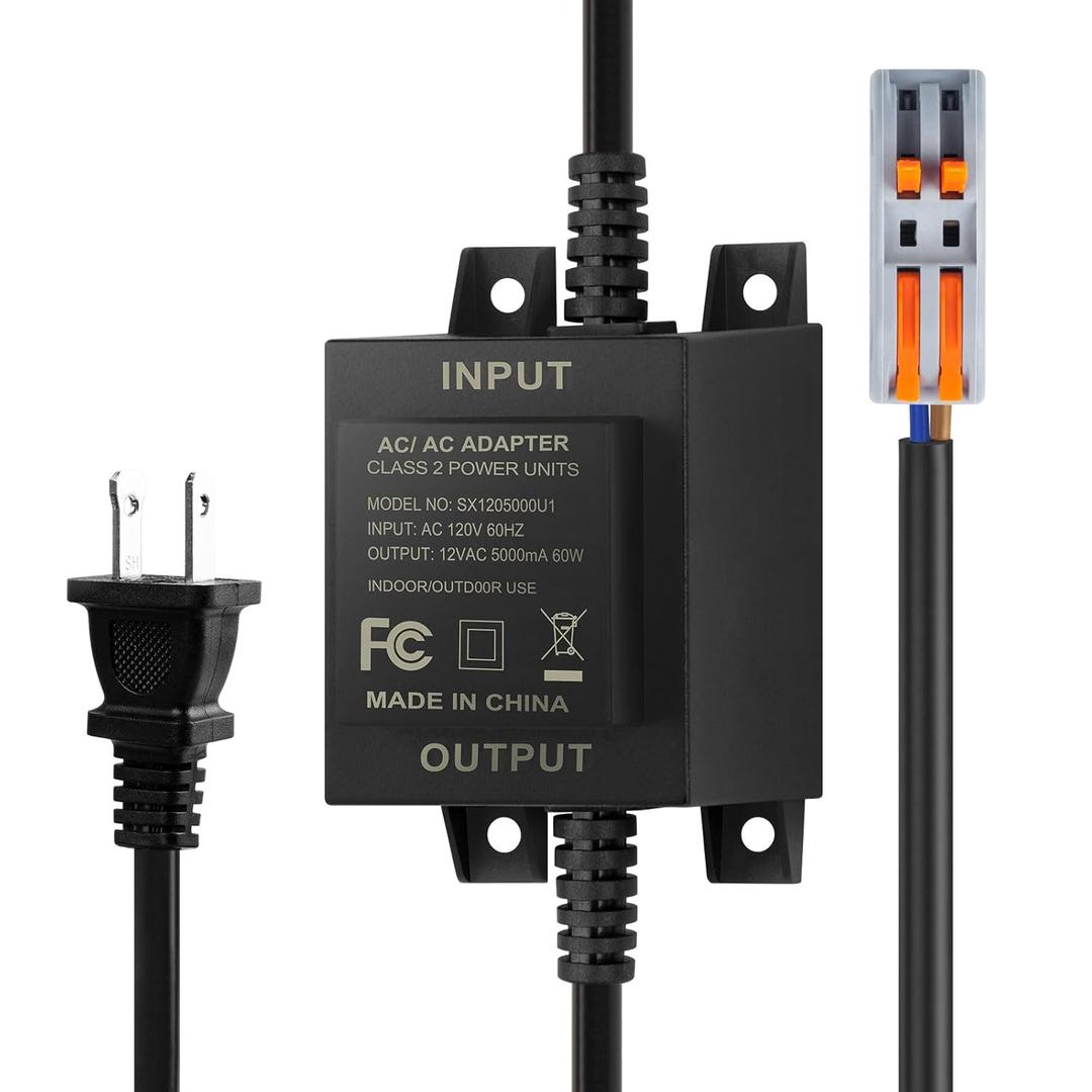 Low-Voltage Landscape Transformer, 60W 5A, converts 110V-120V AC to 12V AC. Landscape Lighting Transformer for Outdoor Lighting, Landscape Lighting, Swimming Pool Lights, LED Lights, Water Pumps, etc