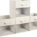 Cube Storage Bin 4 Pack with Clear Window Large Boxes Basket with Handles Fabric Closet Organizer 13" x 13" x 13" Beige