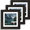 Hongkee 5x5 Picture Frame with Real Glass - Display Pictures 4x4 with Mat or 5 x 5 without Mat, Photo Frame for Wall or Table Top Display(Black, 3 Pack)