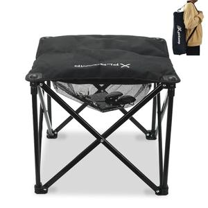 XplrKamp Padded Camping Stool, 18" 500lb Oversized Foot Rest, Black, 1