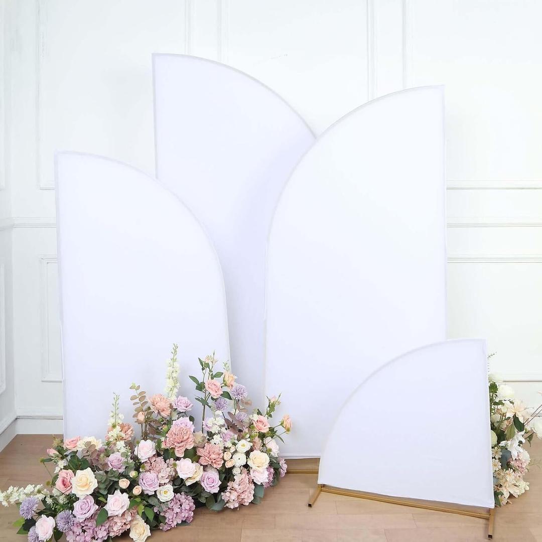 Efavormart Set of 4 White Spandex Half Moon Arch Covers, Custom Fit Chiara Backdrop Slipcovers 2.5ft-7ft for Grand Ceremony Altars and Baptism Staging (ONLY ONE)