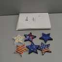 6 Pcs 4th of July Wooden Stars Signs Star Tiered Tray Decor Red Blue White Wood Star Shape Table Blocks for Party Home Office Table Shelf Decor for Independence Day(Patriotic Style)