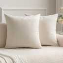 MIULEE 24x24 Inch Euro Sham Velvet Pillow Covers, Set of 2 Large Square Decorative Pillows -Cream White Super Soft for King Bed, Sofa, Couch, Accent Chairs with Hidden Zipper