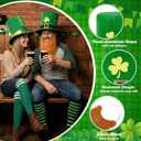 Geyoga 6 Pcs St. Patrick's Day Party Costume Accessories Including 3 Leprechaun Hat and 3 Ireland Shamrock Thigh High Stocking for Women Men Adult Fall Cosplay Costume(st. Patrick's Day)