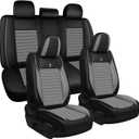 ARTIBY Seat Covers Full Set Custom Fit for Nissan Frontier 2005-2025, Standard Waterproof Car Seat Cover, Breathable and Comfortable Leather Cushion Cover, Auto Interior Accessories (Black Gray)