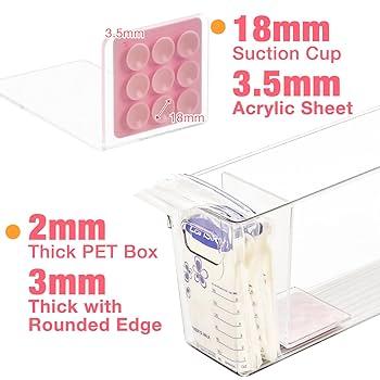 Breastmilk Storage Container with L Shaped Separator Boards, Dividers Will Flatten Standing Breast Milk Bags in Organizer Bins Save Refrigerator Space | 2 Containers-Pink