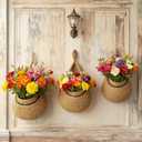 Hanging Storage Basket - 3 Pcs Hanging Fruit Baskets for Kitchen Boho Woven Wall Baskets for Restaurant Wall Home Organizing Fruits Vegetable Potato Kitchen Storage(Brown)