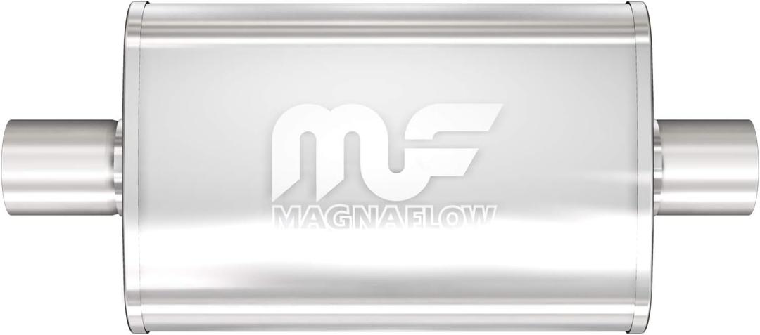 MagnaFlow Performance Exhaust Muffler 11216: 2.5" Inlet/Outlet, 4x9x14" Oval, Stainless Steel, Satin Finish