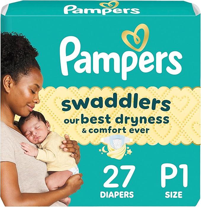 Pampers Baby Diapers  Swaddlers  Size P1, 27 Count, Ultra Absorbent Disposable Preemie Diaper