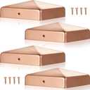 Tandefio 4 Pcs 4x4'' (Actual 3.5x3.5'') Solid Copper Post Caps Fence Pyramid Decking Caps with Screw for Metal Wood Cedar Fence Deck Corridors Mailbox Posts End Cover