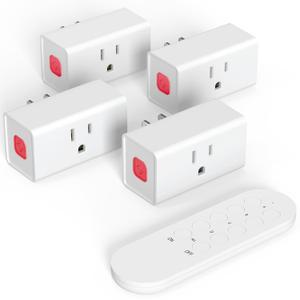 SURNICE Remote Control Outlet 15A Wireless Light Switch for Household Appliances, 260 FT Range, Electrical Outlet Switch, FCC Certified, ETL Listed, 4 Outlets + 1 Remote