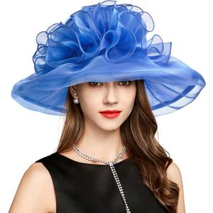 2026 Derby Hats for Women Ladies, Classy Organza Sun Hat, Church Tea Party Wedding Kentucky Fascinator Hat