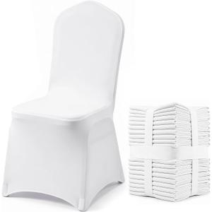 VEVOR 50 Pcs White Chair Covers Polyester Spandex Chair Cover Stretch Slipcovers for Wedding Party Dining Banquet Flat-Front Chair Covers