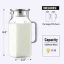 2 x Netany 2 Pack 1.2 Liters/40 oz Small Square Glass Pitcher with Lid and Handle for Fridge, Iced Tea and Coffee Carafe Storage Container, Resistant to Hot and Cold Borosilicate Jug